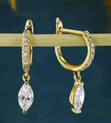 2Ct Marquise Cut Simulated Diamond Drop Dangle Earrings 14k Yellow Gold Plated