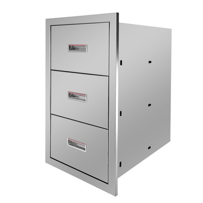 Outdoor Kitchen Drawers Stainless Steel Triple Access 16W x 28.5H x 20.5D Inch
