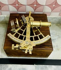 9' Vintage Nautical Brass Sextant Working Navigation Instrument With Box Gift