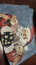 Vintage Christmas Santa Clause Tapestry Table Runner 72  Long 12  Wide Holiday