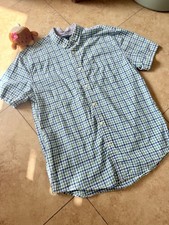Tommy Hilfiger Blue And Green Checked Button Down Shirt Men s Size XL