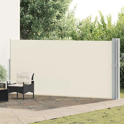 vidaXL Retractable Side Awning Cream 669 x 4724 Inch Outdoor Privacy Screen