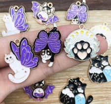 50 Piezas Dijes Mezcla Pata Gato Mariposa Dijes Pendientes Colgantes Hágalo Usted Mismo Joyería Fabricación