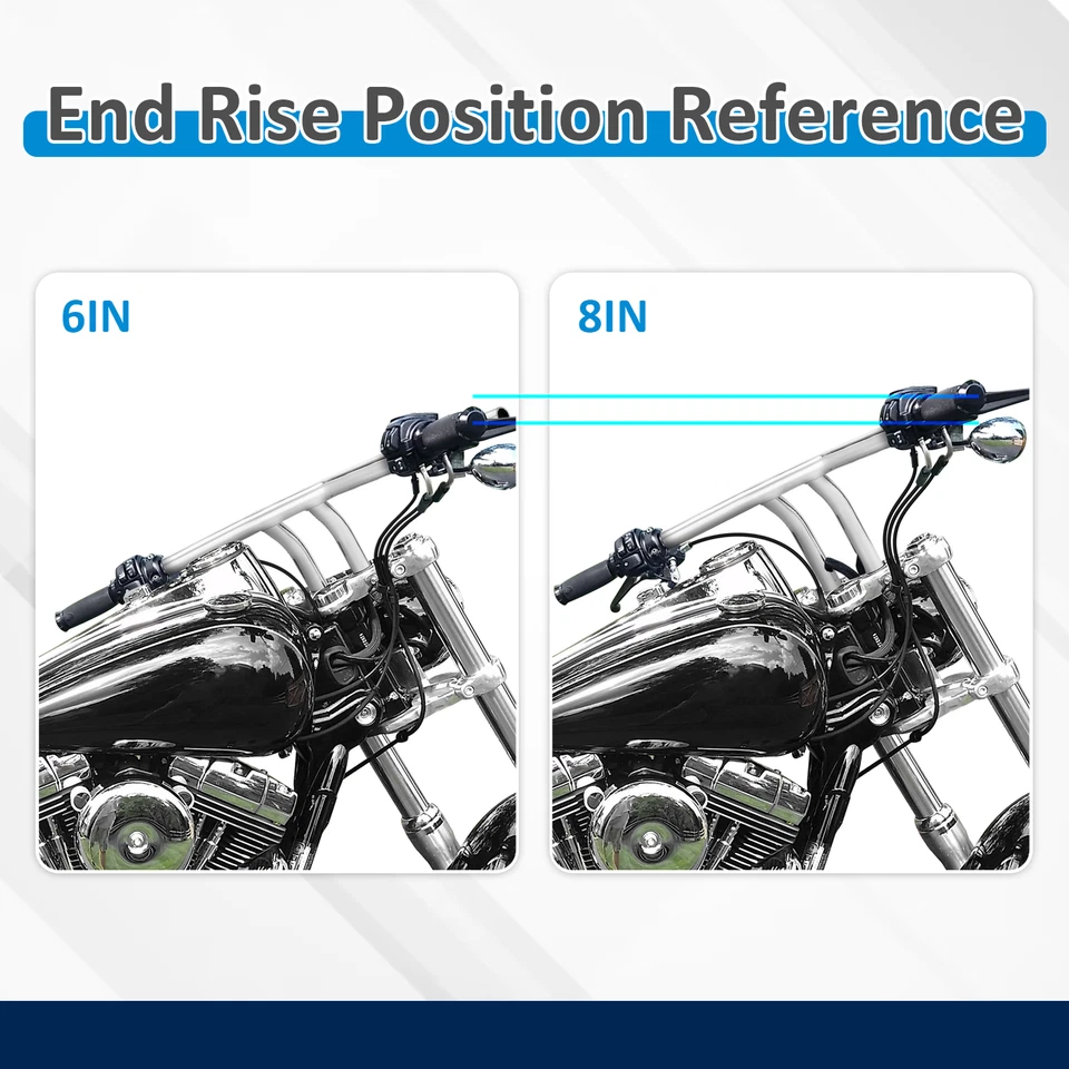 8" Rise Drag T Bar 1.25" Fat Handlebar For Harley Dyna Street Bob Softail Fatboy - Imagem 3 de 4