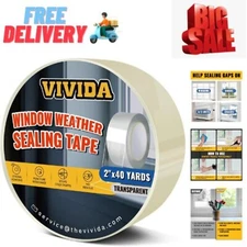Transparent Window Weather Sealing Tape, 2 Inch x 40 Yards(120 Ft), Clear Window