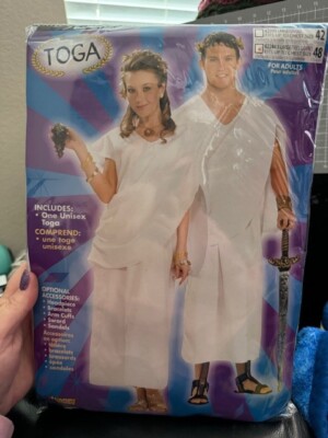 Adult Toga Costume White Robe Polyester Unisex Size XL One Robe New!