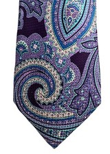 Daniel Cremieux Neck Tie Nwt Purple Paisley Extra Long 100 Silk Made in Italy