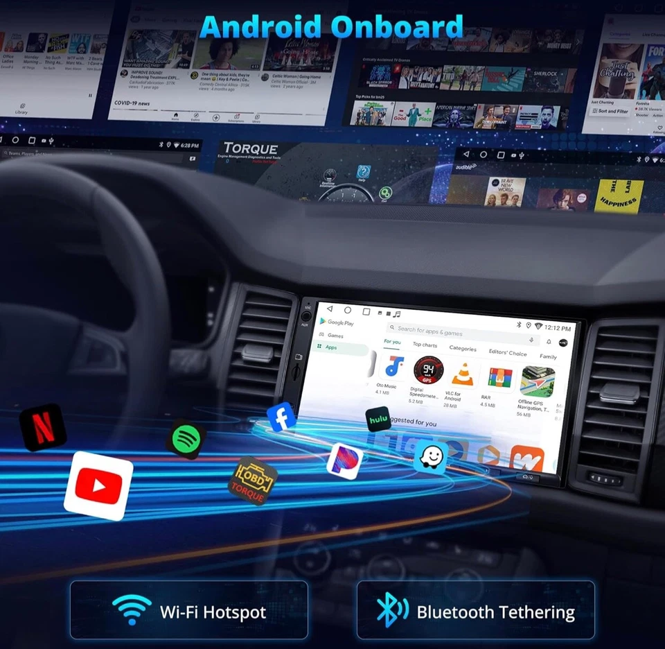 A5L 7inch 2G+32G Android Double Din Car Stereo with Backup Camera, Wireless CarP - Image 2 of 4