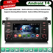 Android 14 8-Core 4GB+64GB Autoradio GPS IPS DAB+ per BMW Serie 3 Rover 75 MG ZT