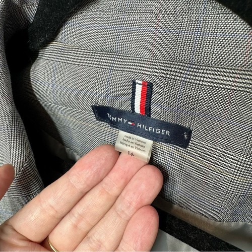 Tommy Hilfiger One Button Gray Blue Plaid Blazer Jacket - Picture 3 of 5