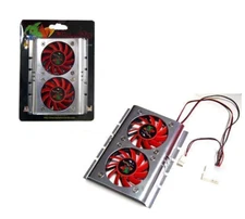 Logisys Silver 3.5" Hard Drive Disk HDD Cooler - 4 Pin Dual Cooling Fan