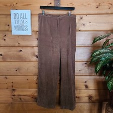 Manor House Vintage Pant Brown Suede Straight Leg Stretch Trouser USA Sz L X 29"
