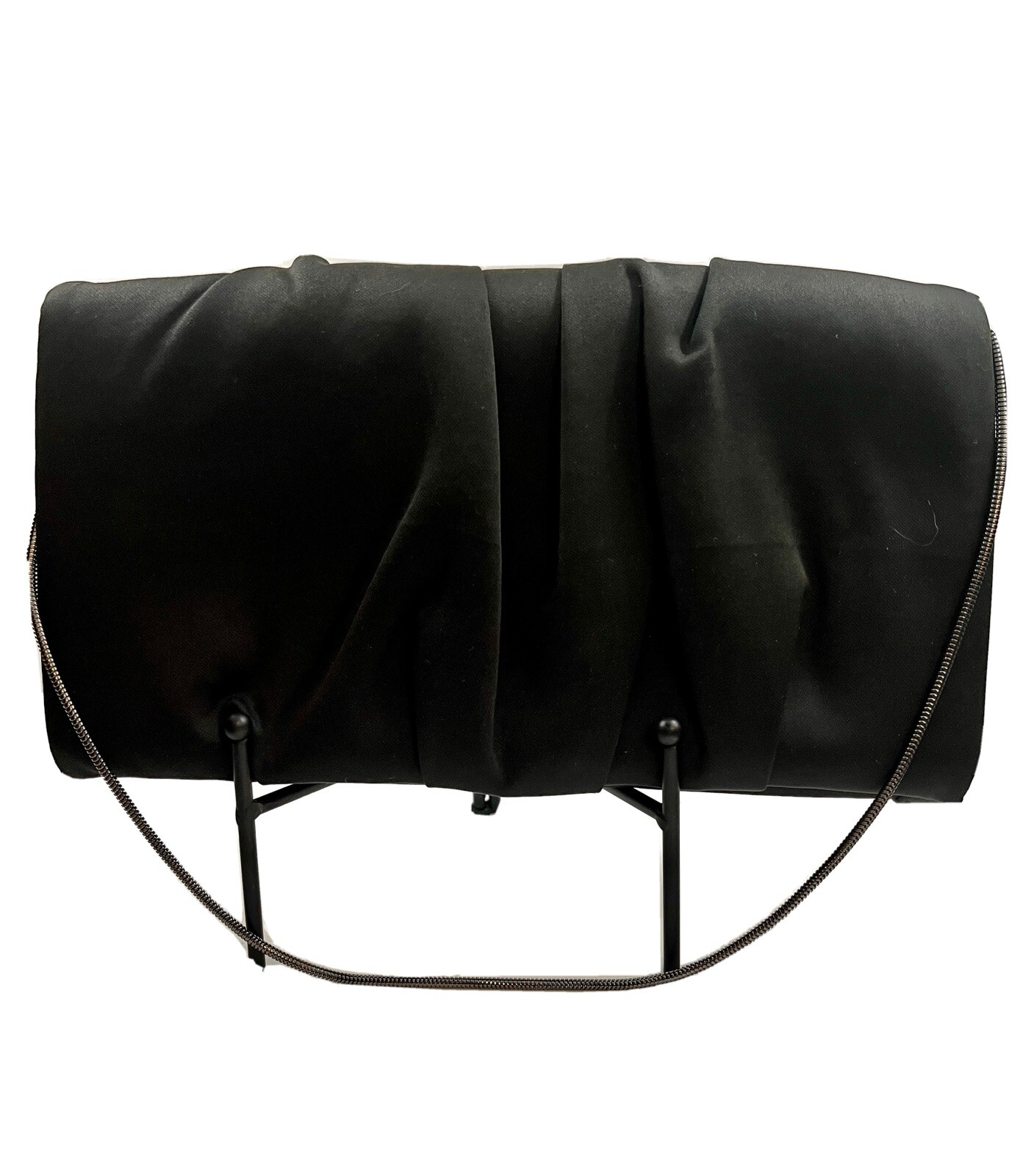 Coast Clutch Purse Black Evening Gathered Front Poly blend With Chain