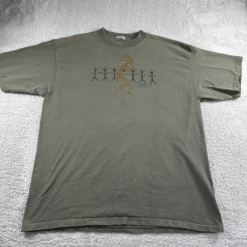 Vintage Kokopelli Santa Fe Shirt Mens XL Green Faded Destination Native American