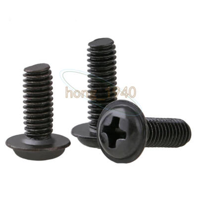 M2 M2.5 M3 M4 Phillips Machine Screws Black-Zine Screws Round Pan Washer Head