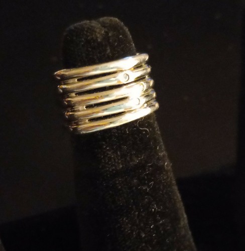 Vintage Woven 5 Ringed Sterling Silver Ring. Size 5.5. HDIAIN 925 AA. 10.5 grams - Picture 4 of 12