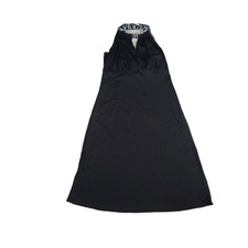 Ann Taylor Loft Sleeveless Dress Womens Size 2 Black Tie Back Sleek Formal