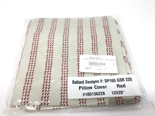 Ballard Designs Pillow Cover Grayson Stripe Red & Tan 12x20 NEW
