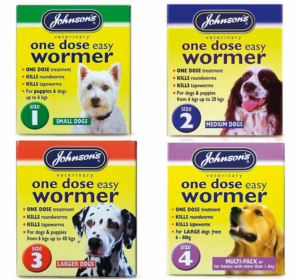 Johnsons One Dose Easy Wormer Dog Worm Worming Tablets Roundworm Tapeworm