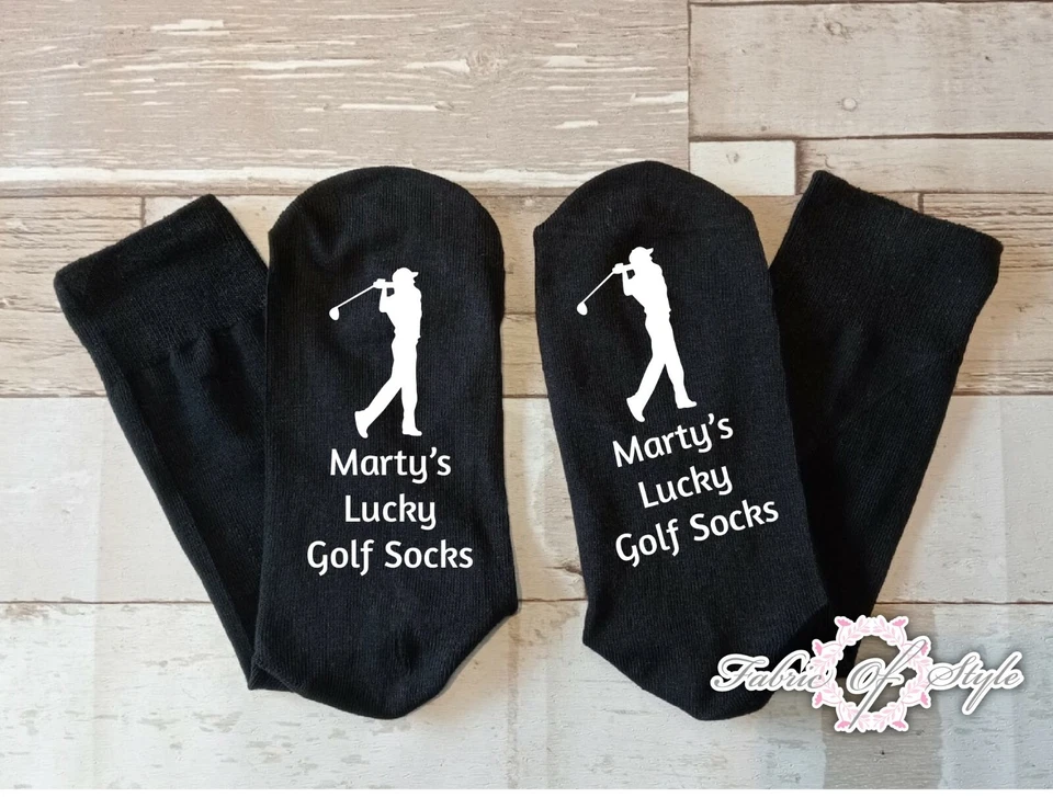 ESSENTIAL SOCKS Personalised Lucky Golf Socks - Personalise with Name Golfer Design Gift for Dad