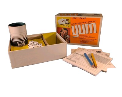 Vintage Parker Brothers Game of Yum Würfelspiel zweisprachige Ausgabe unbespielt