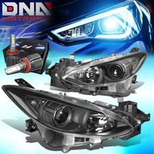 For 2014-2016 Mazda 3 Projector Headlight Lamps Wled Kitcool Fan Blackclear