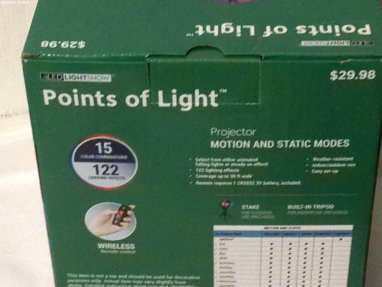 LED Lightshow Points of Light Motion & Static Modes Projector Extra Bright Gemmy