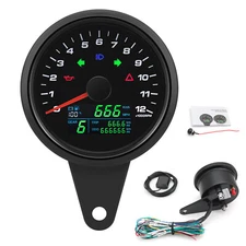 85mm LCD Motorcycle Digital GPS Speedometer MPH Km/H with Tachometer &Fuel Gauge