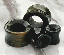 PAIR Blue Tiger Eye Organic Stone Tunnels Plugs Natural Body Jewelry Gauges