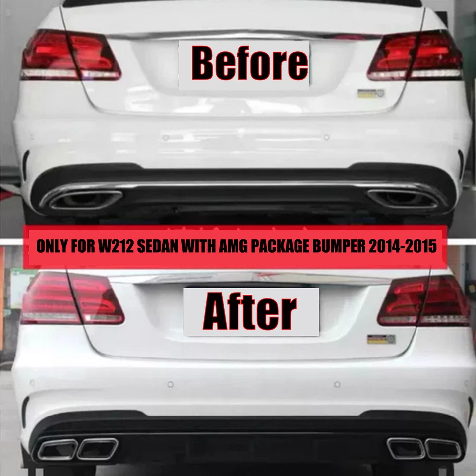 For 2014-2015 Mercedes Benz E-Class W212 E63 Style Rear Diffuser Exhaust Tips - Image 3 of 4