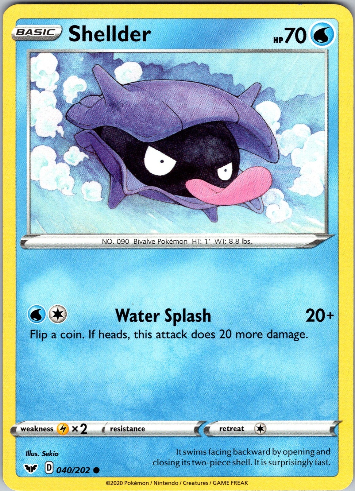 Pokemon TCG Shellder Sword & Shield Base Set 040/202 Regular Common Card NM