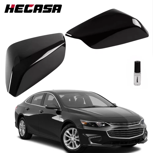 Pair Left & Right Mirror Covers Cap Gloss Black For Chevrolet Malibu 2016-2024