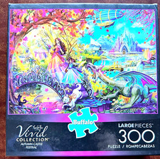 Autumn Castle Festival NEW 300 pc Puzzle Dragon Castle Bridge Dog Princess Vivid