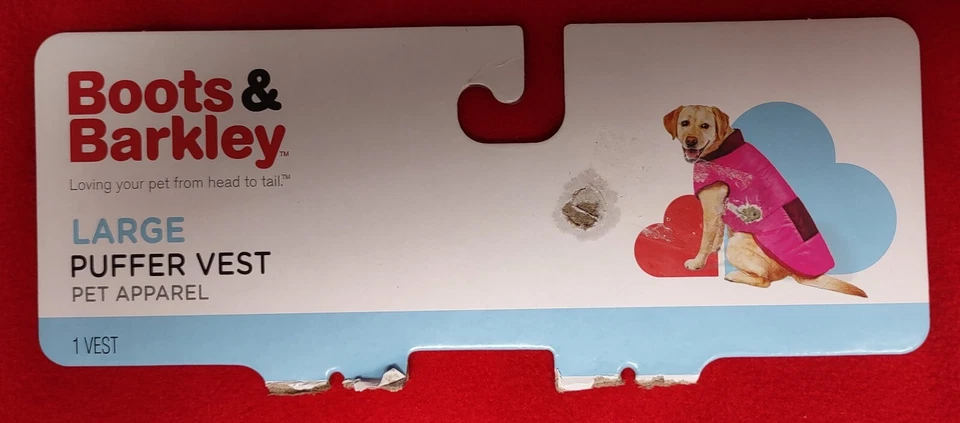 Chaqueta chaleco acolchado Boots & Barkley grande para perro rosa y granate Foto 3 de 4