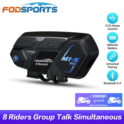 M1-S Pro Motorcycle Headset Intercom Bluetooth 5.0, 8 Riders Group Motorbike CVC