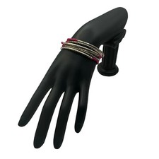 Handcrafted Pink  Silver Beaded Bracelet Set