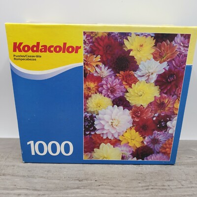 Kodacolor Deluxe 1000 Piece Puzzle #21001 Delightful Dahlias RoseArt 2006 Sealed