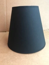 Clip-on Lamp Shade Black, Round Tapered 7.5" Tall Cloth Fabric W/ White Inside