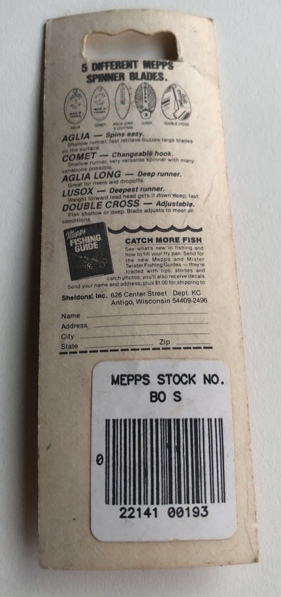 Appât De Pêche Vintage MEPPS Aglia Killer Taille 0 Gold Spinner – Neuf Sur Carte, France