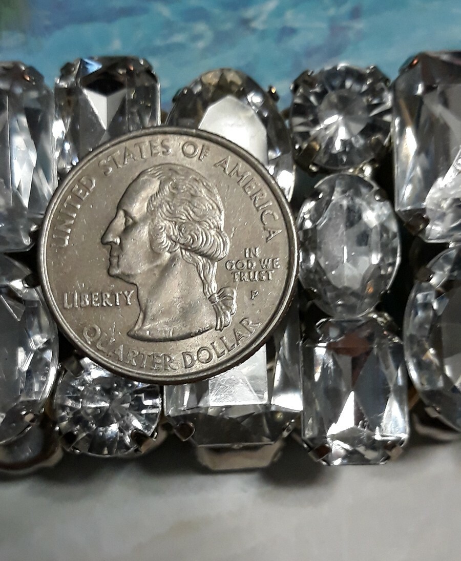 Clear Crystal Silver Tone Multi Shape Stretch Bra… - image 6