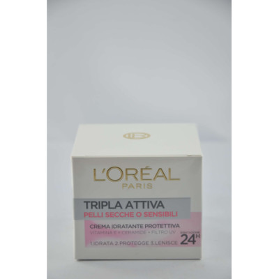 L'oreal Triple Active Trockene oder Empfindliche Haut Creme Vase 50ml