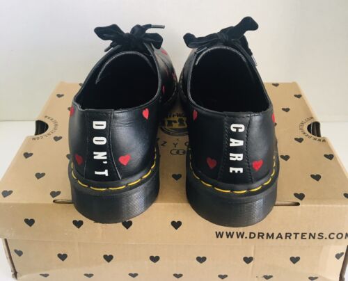 DR. MARTENS Lazy Oaf Heart Softy 1461LO Black Red Hearts Size 10 