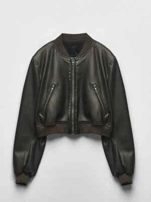type cardigan”羊革“ 黒“ 短丈“bomber jacket THE KIKI VEGAN LEATHER BOMBER JACKET – Joe's® Jeans