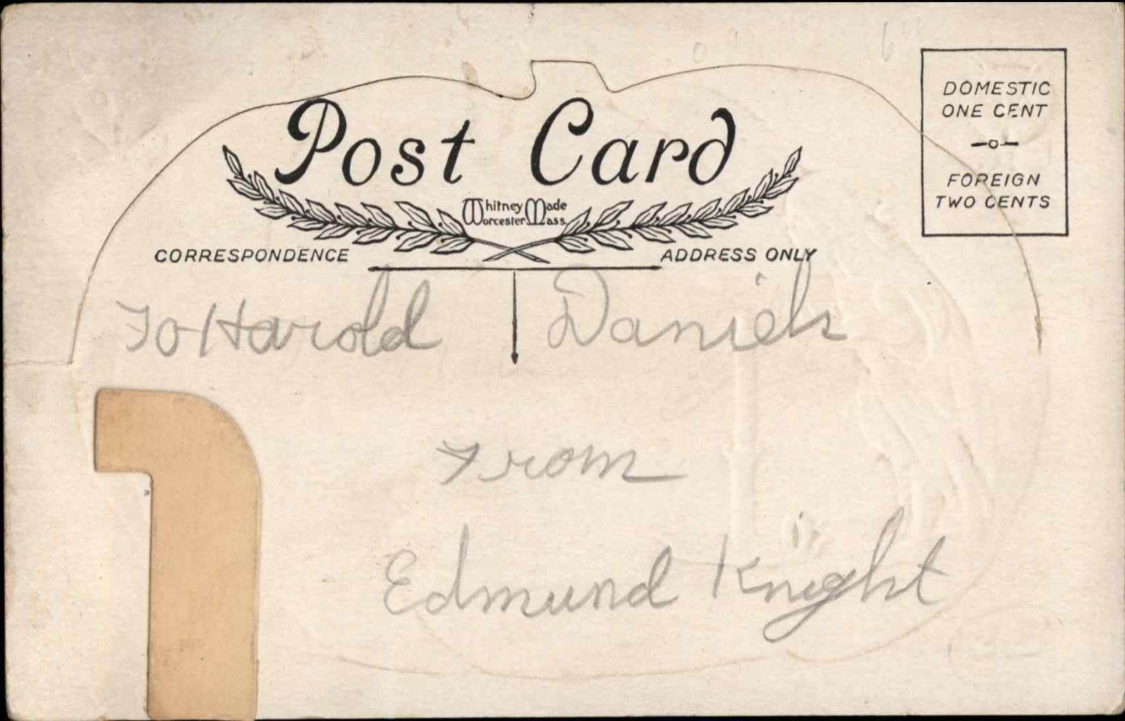 Halloween Whitney CutOut FoldBack Novelty Girl Candle Cats Postcard