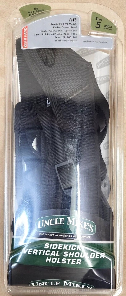 Uncle Mikes Black Vert Shoulder Holster 83051 Size 5 RH Taurus PT92 PT96 100 101 - Image 2 of 4