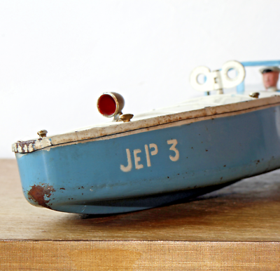 Bateau Jouet JEP En Tôle – Canot N°3 – Peinture D'origine – Moteur Fonctionnel 40cm