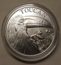 1oz Toucan & Erupting Volcano .999 Fine Silver Round Coin 99.95 per troy oz