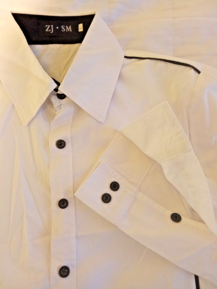 NEW Mens Large White Tie Summer Evening Formal Tuxedo Shirt Black