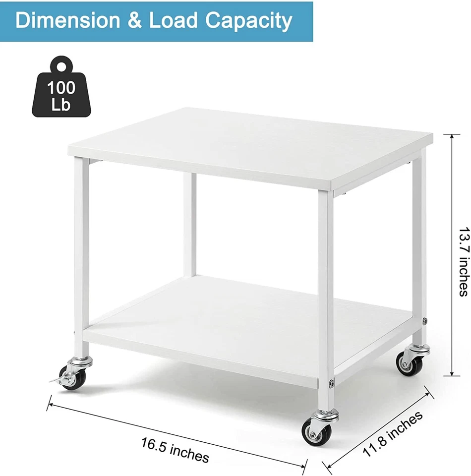 Modern 2 Tier Under Desk Printer Stand Kitchen Spice Rack Shelves Organizer - Image 3 of 4