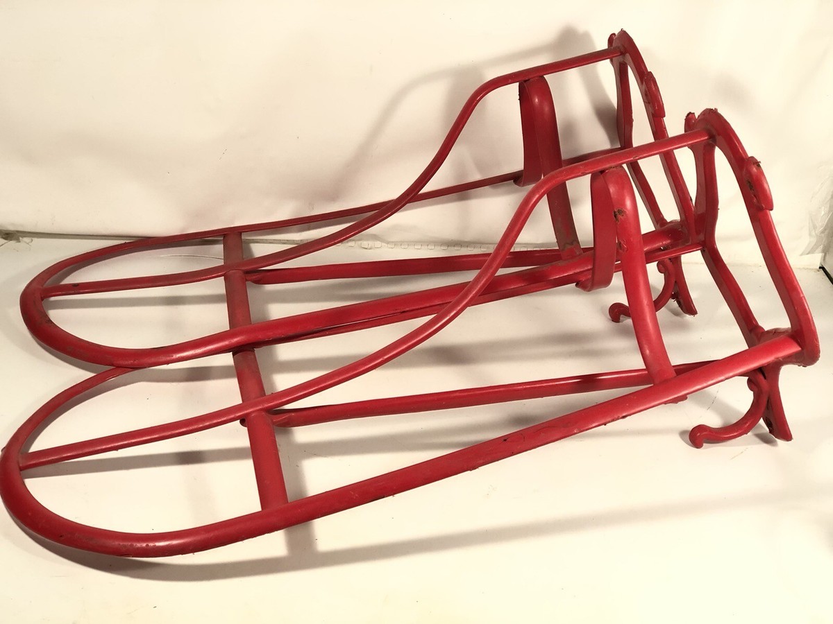 Vintage Red Metal Saddle Rack Display Hook Pair 21.5” Lot Made In
